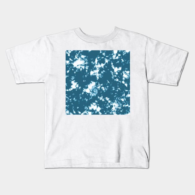 Blue peacock Storm - Tie Dye Shibori Texturenavy Kids T-Shirt by marufemia